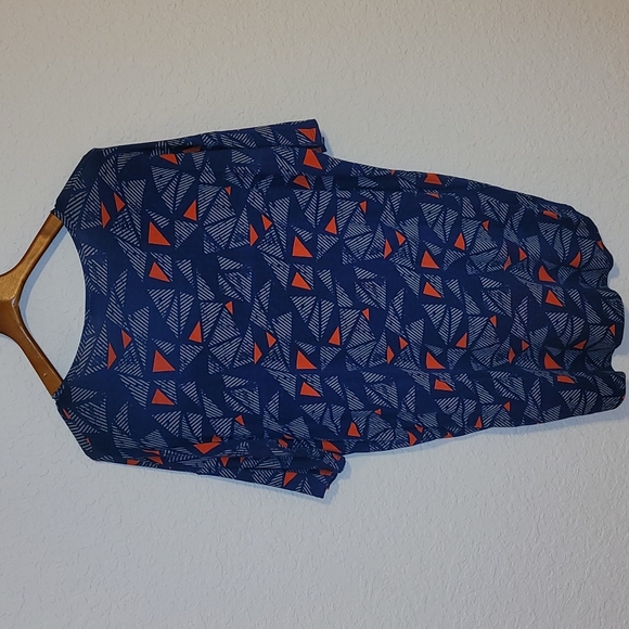 LuLaRoe Irma XS Blue and Orange Triangles - Picture 4 of 4